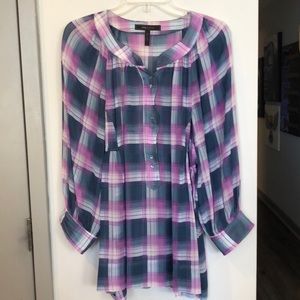 Silk plaid blouse